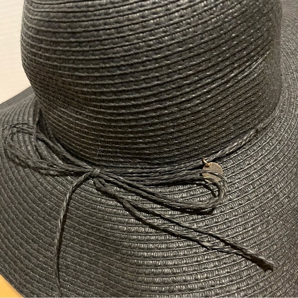 H&M Women's Black Paper Straw Hat Summer Floppy Beach Classic Size M/56 - Picture 5 of 10